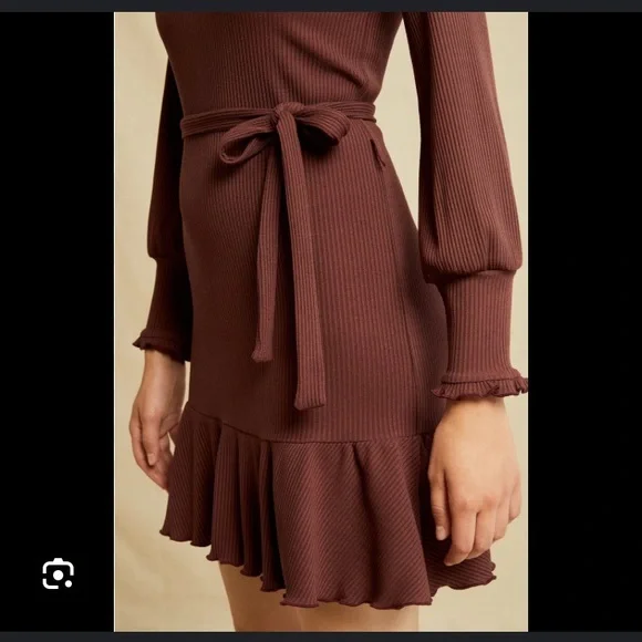 Amour Vert Ziggy Paris Rib Dress in Mocha - Picture 3 of 10